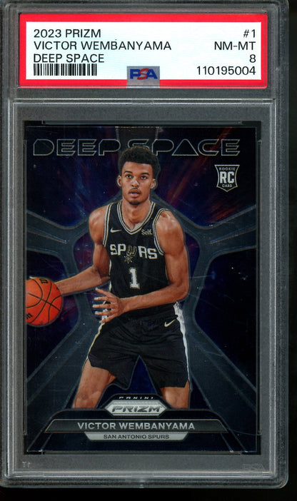 2023 Panini Prizm Victor Wembanyama Deep Space Rookie PSA 8 Spurs