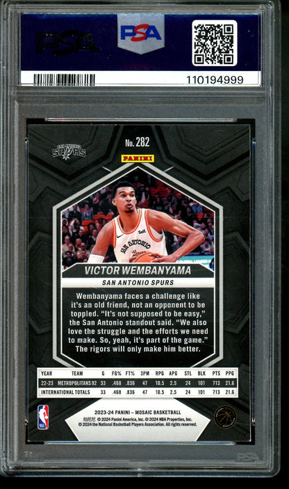 2023 Panini Mosaic Victor Wembanyama City Edition Rookie PSA 8 Spurs