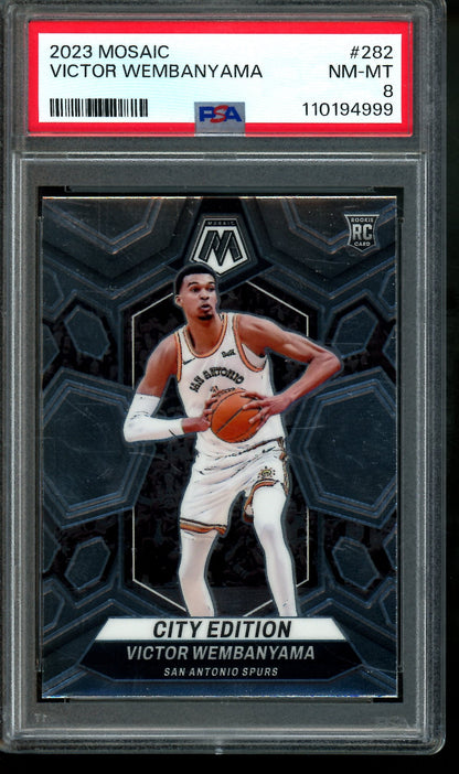 2023 Panini Mosaic Victor Wembanyama City Edition Rookie PSA 8 Spurs