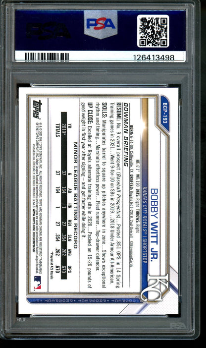 2021 Bowman Chrome Bobby Witt Jr Green Shimmer PSA 9 Royals