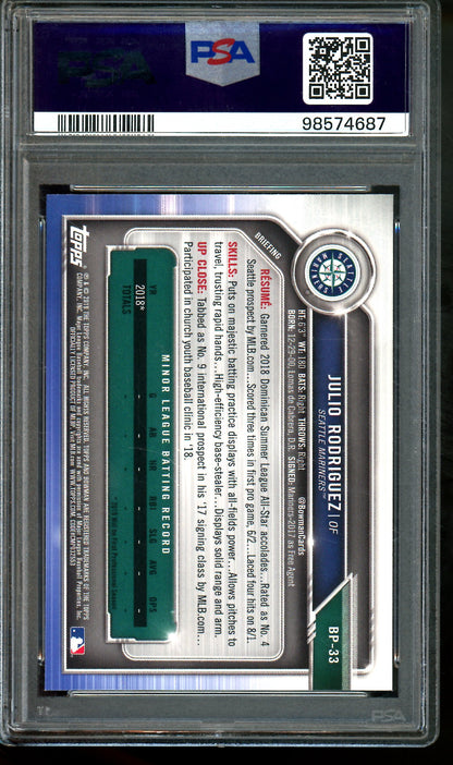 2019 Bowman Julio Rodriguez 1st PSA 10 Mariners