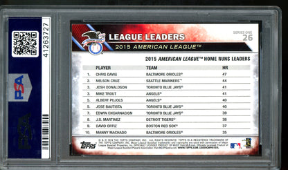 2016 Topps Flagship Davis / Cruz / Trout American League Home Run Leaders PSA 10