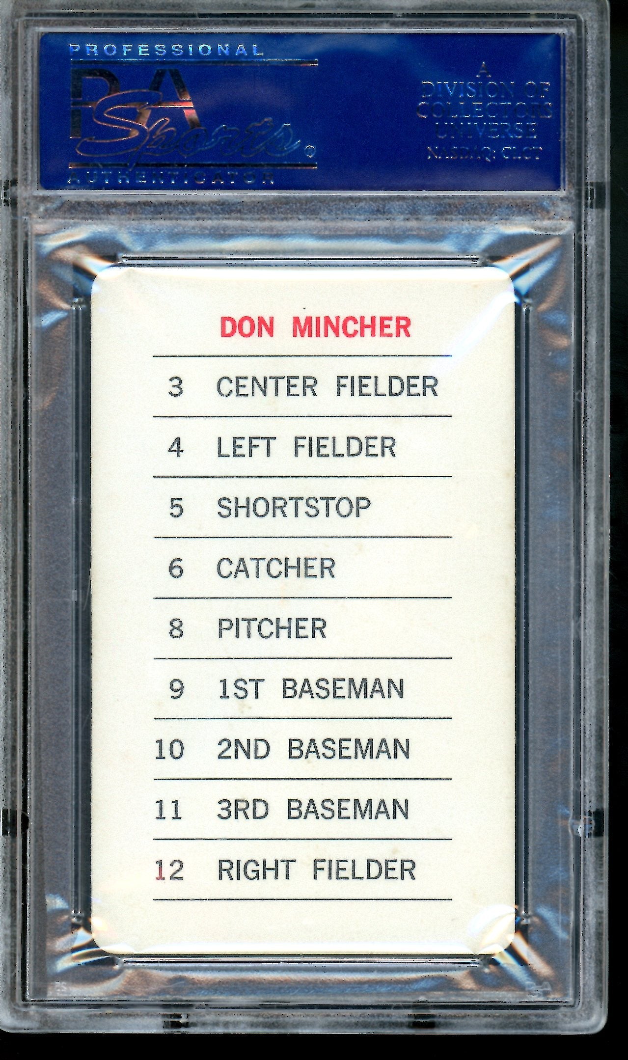 1971 Milton Bradley Don Mincher PSA 9