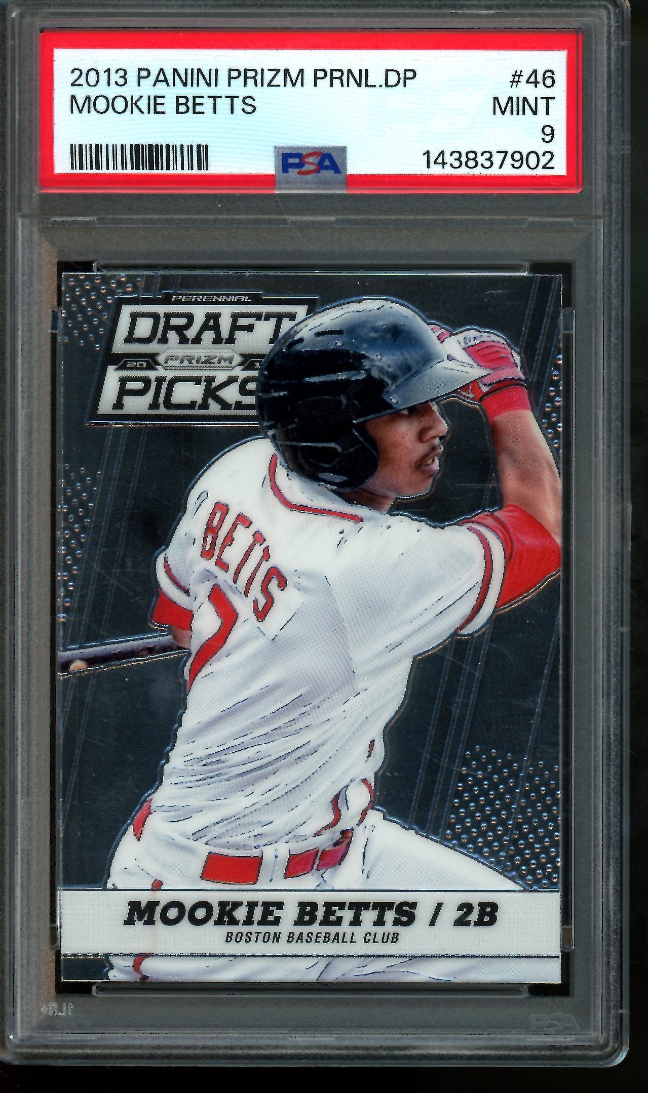 2013 Panini Prizm Draft Picks Mookie Betts PSA 9 Red Sox