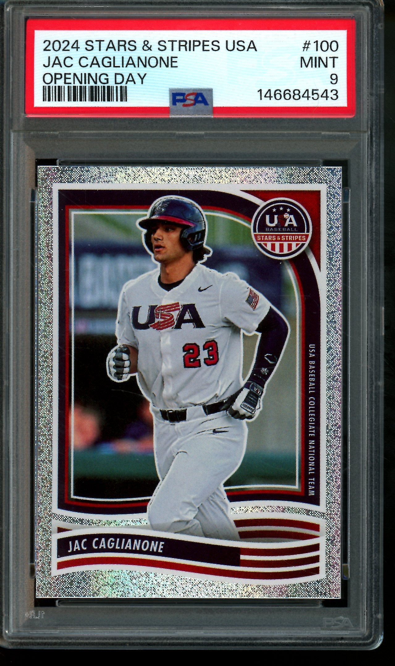2024 Panini Stars and Stripes Jac Caglianone Opening Day PSA 9 Royals