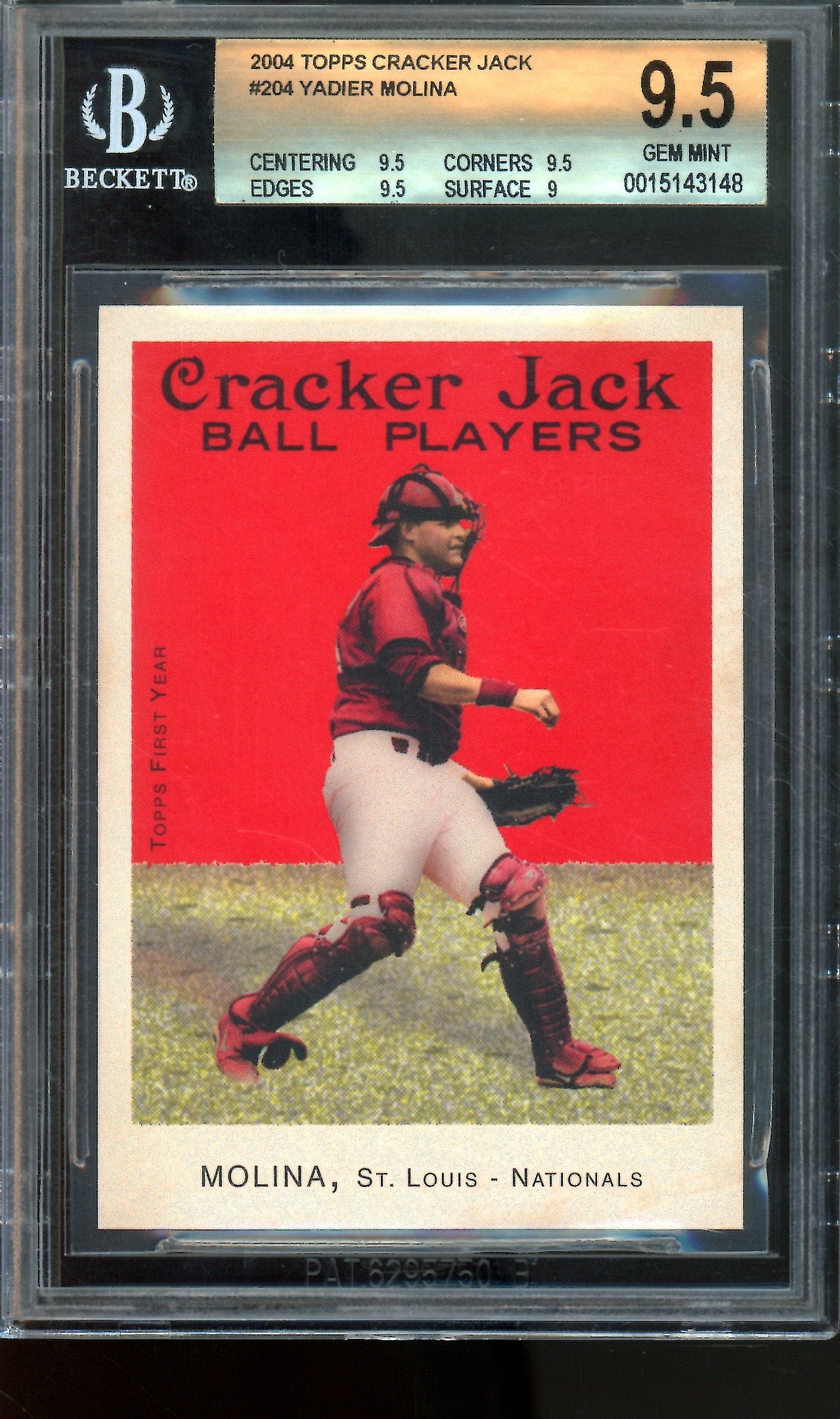 2004 Topps Cracker Jack Yadier Molina Rookie BGS 9.5 Cardinals