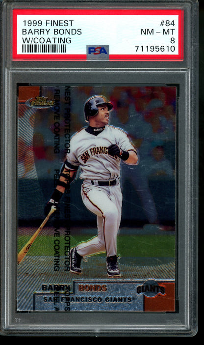 1999 Topps Finest Barry Bonds w/Coating PSA 8 Giants