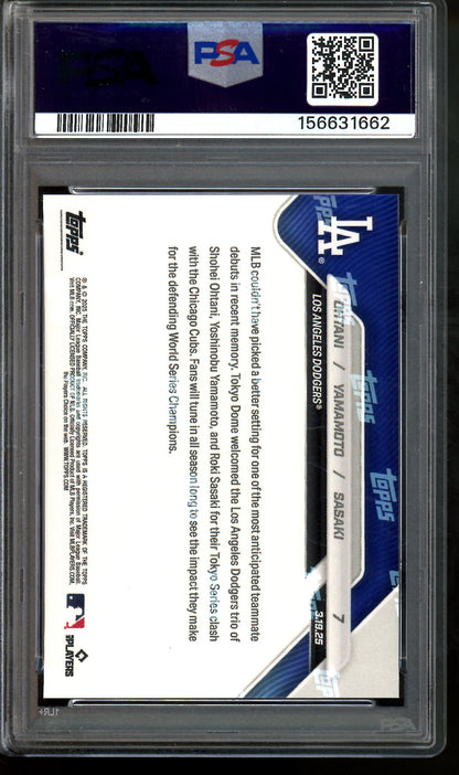 2025 Topps Now Ohtani / Yamamoto / Sasaki Tokyo Series PSA 10 Dodgers
