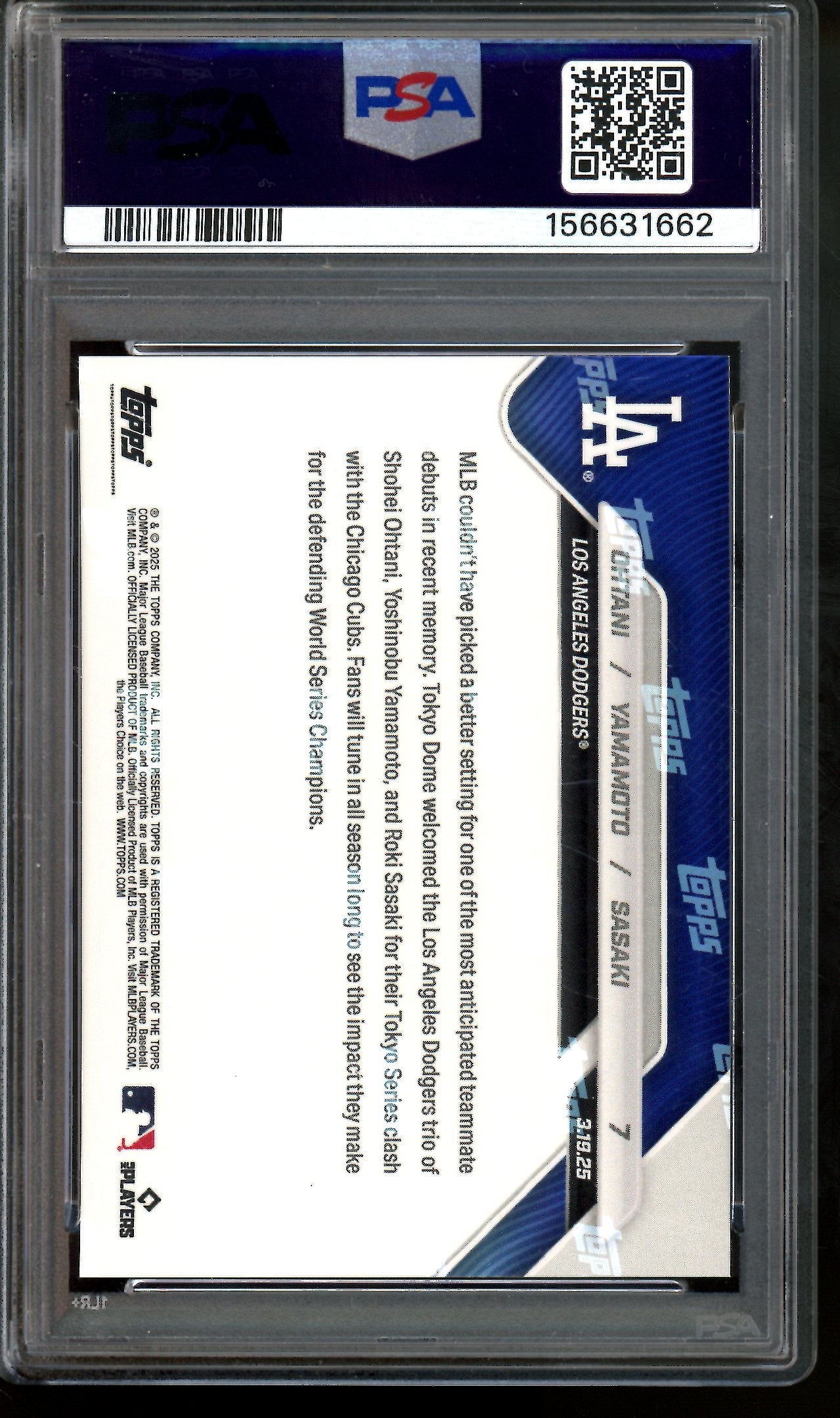 2026 Topps Now Ohtani / Yamamoto / Sasaki Tokyo Series PSA 10 Dodgers
