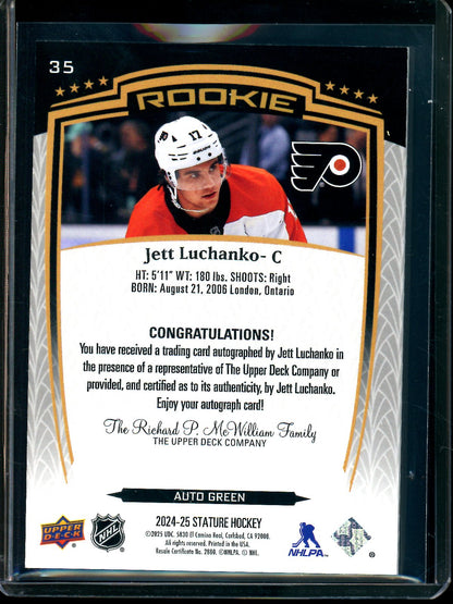 2025 Upper Deck Stature Jett Luchanko Rookie Autograph /199 Flyers