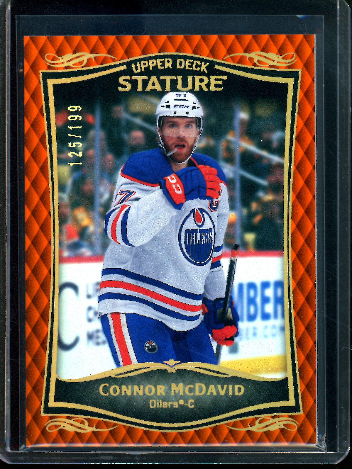 2025 Upper Deck Stature Connor McDavid Orange Refractor /199 Oilers