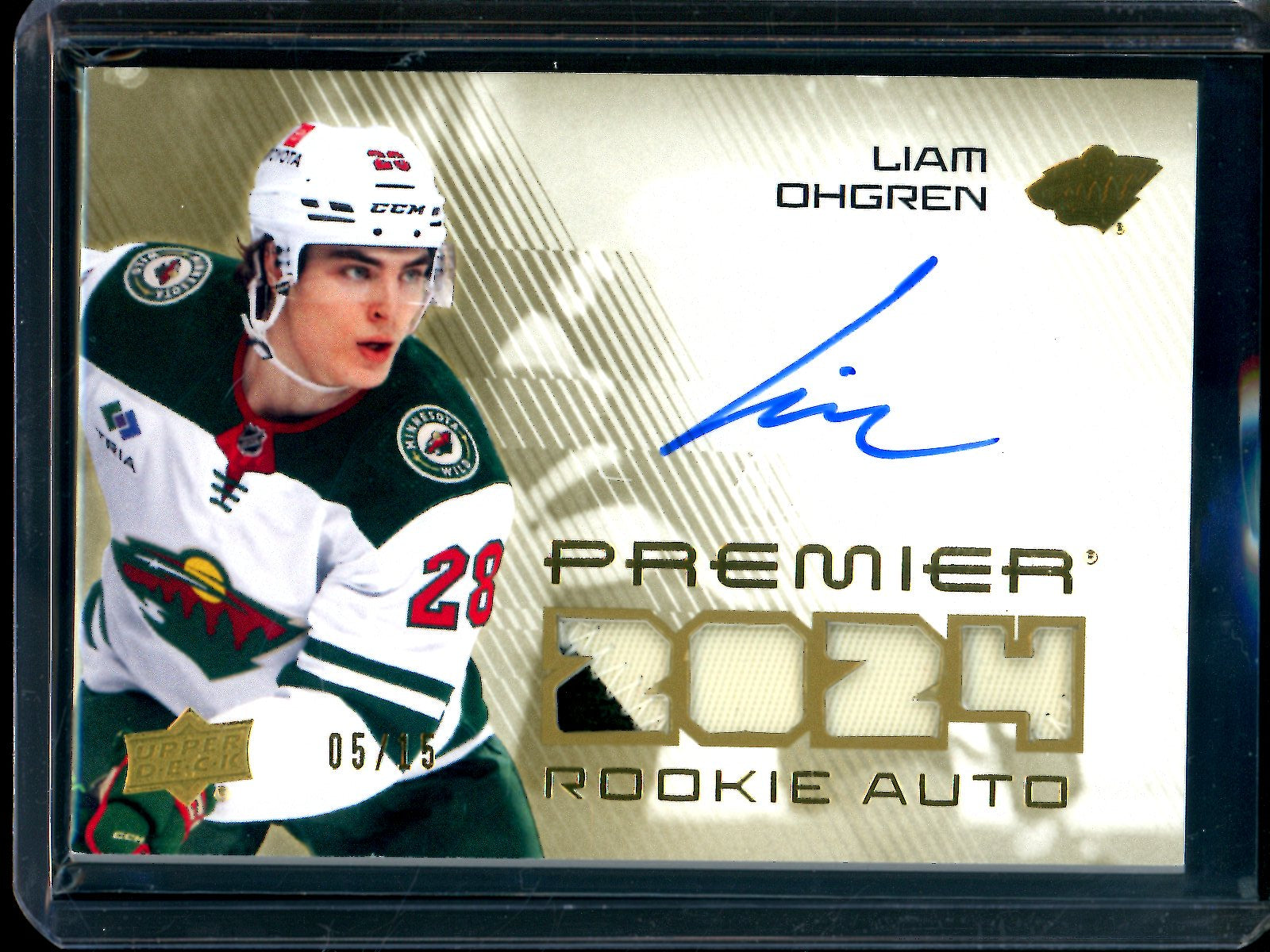 2025 Upper Deck Premier Liam Ohgren Rookie Patch Autograph /15 Wild