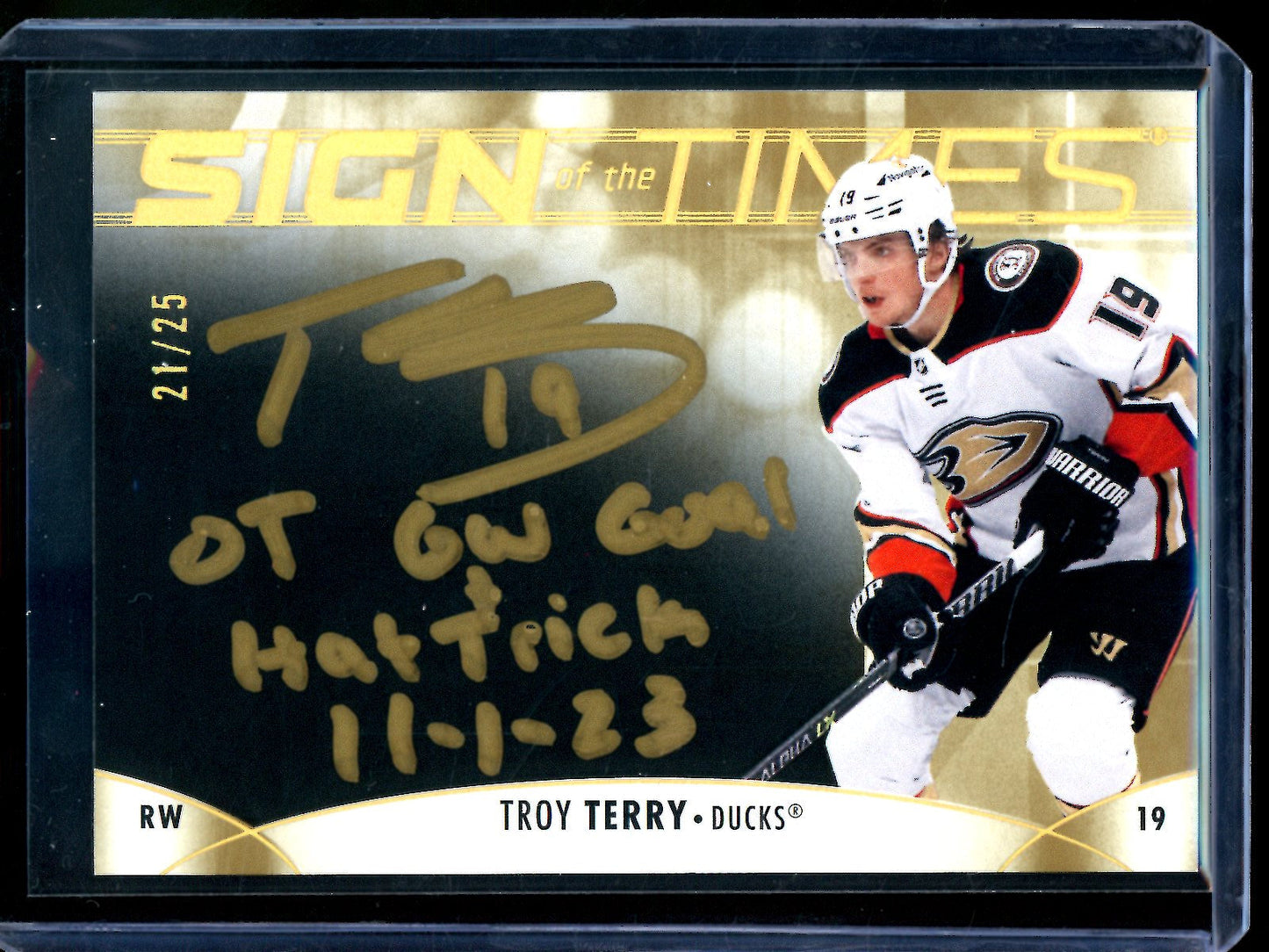 2023 Upper Deck SP Authentic Troy Terry Sign of the Times Gold Inscribed Autograph /25 Ducks