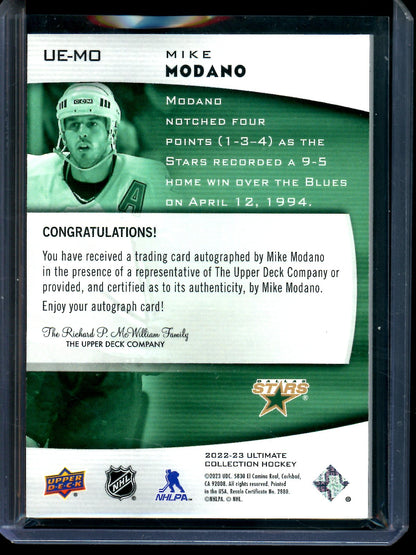 2023 Upper Deck Ultimate Collection Mike Modano Gold Ink Autograph Stars