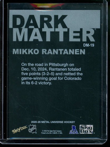 2025 Upper Deck Metal Mikko Rantanen Dark Matter SP Stars