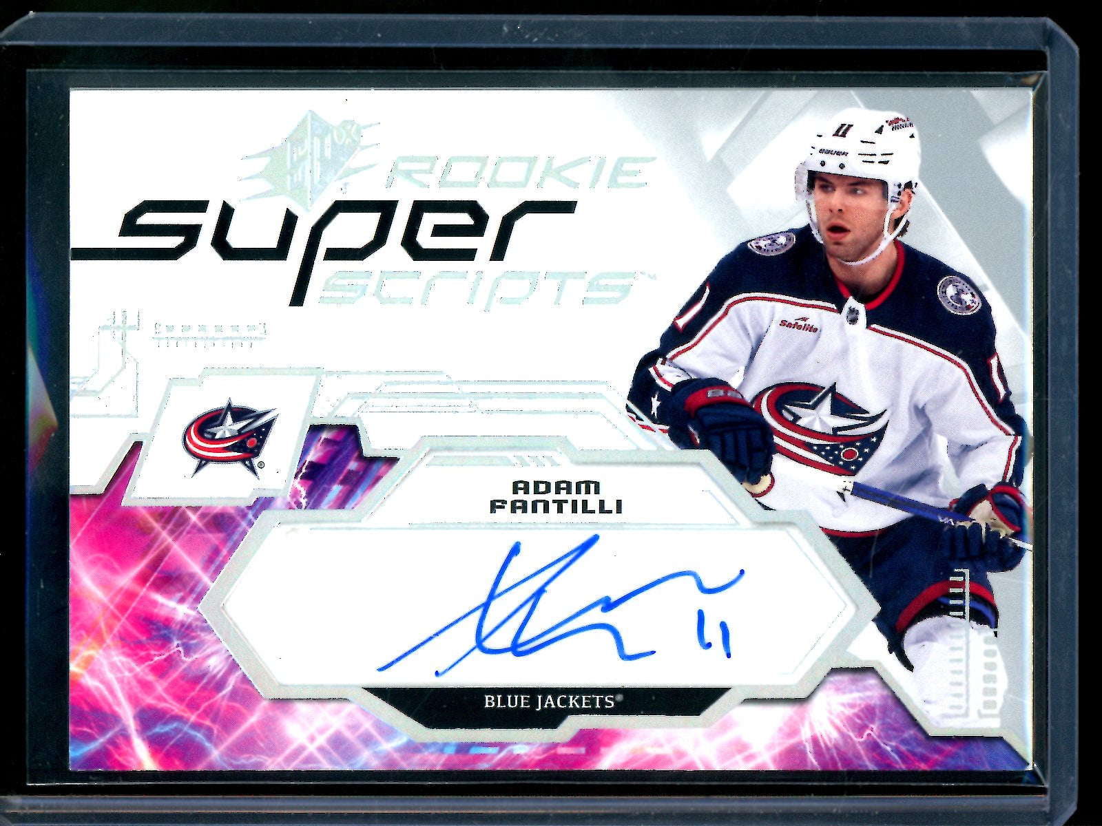 2023 Upper Deck SPX Adam Fantilli Rookie Super Scripts Autograph Blue Jackets