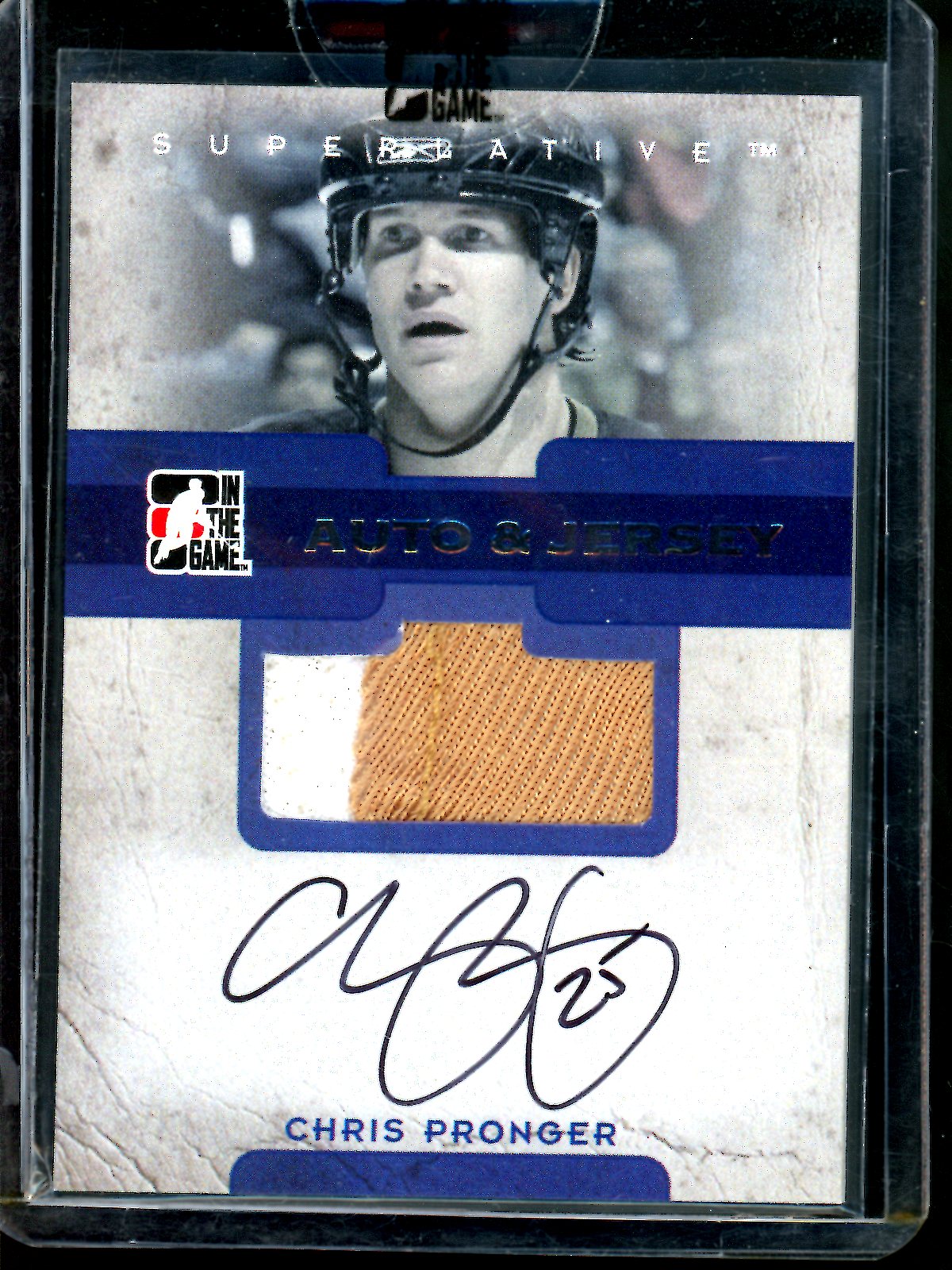 2007 In The Game Superlative Chris Pronger Autograph Jersey Sealed 1 of 50 Blues