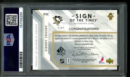 2006 Upper Deck SP Authentic Sidney Crosby Sign of the Times Autograph PSA 9 Penguins