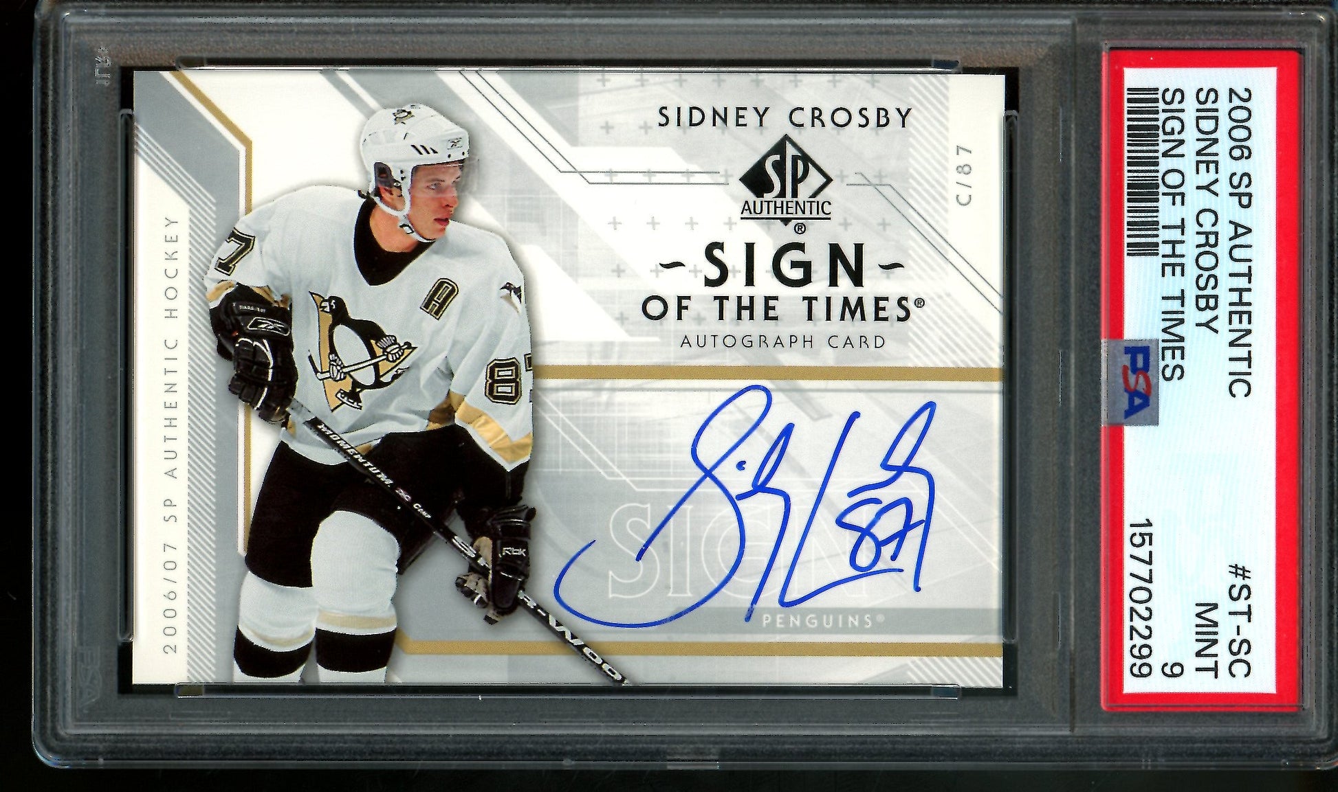 2006 Upper Deck SP Authentic Sidney Crosby Sign of the Times Autograph PSA 9 Penguins