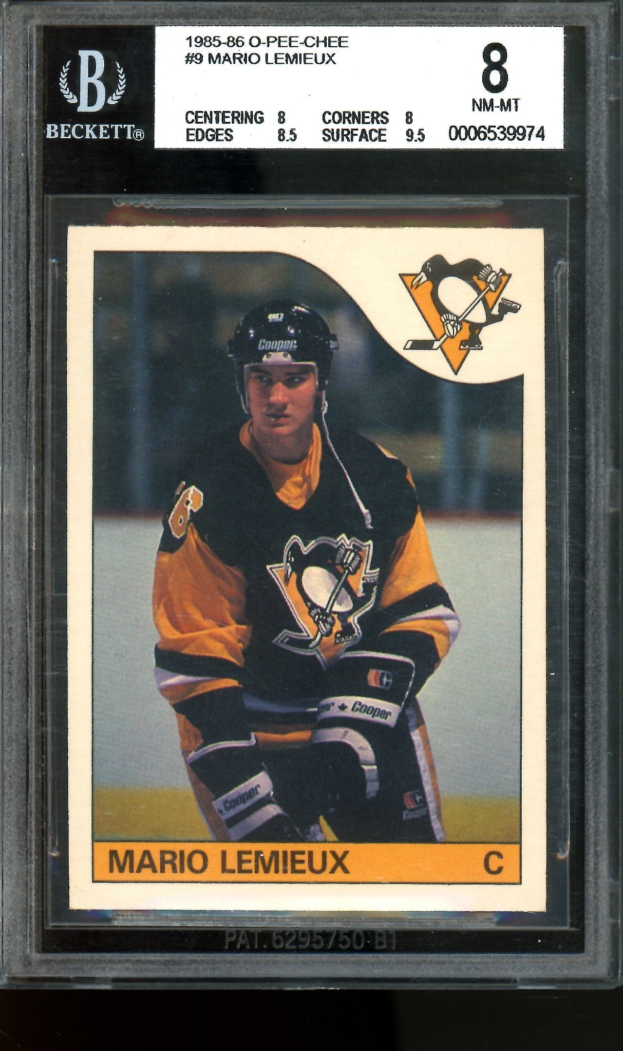 1985 O-Pee-Chee Mario Lemieux Rookie #9 BGS 8 NM-MT Penguins