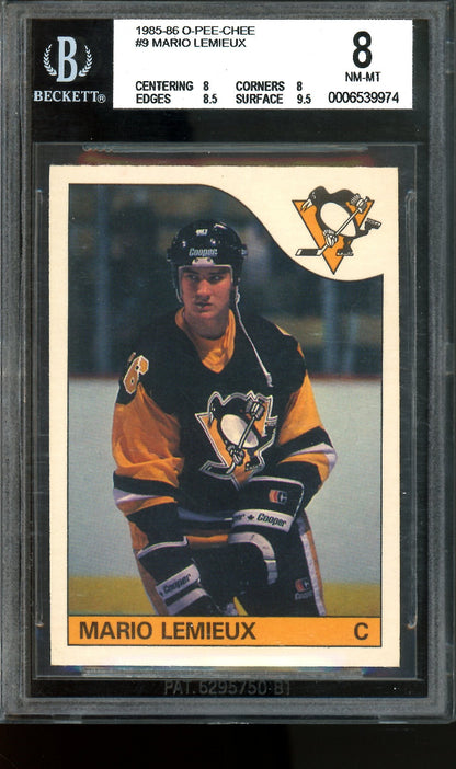 1985 O-Pee-Chee Mario Lemieux Rookie #9 BGS 8 NM-MT Penguins