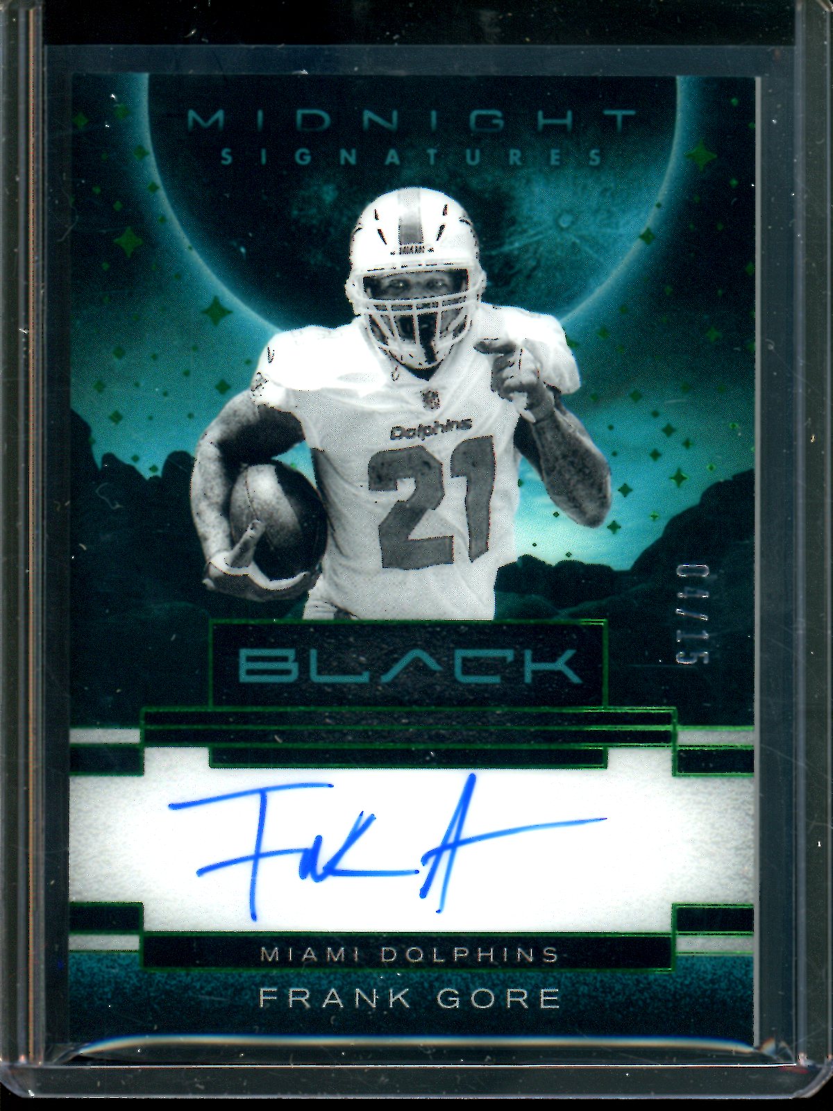 2025 Panini Black Frank Gore Midnight Signatures /15 Dolphins