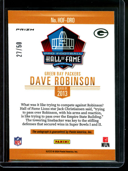 2024 Panini Prizm Dave Robinson Hall of Fame Autograph /50 Packers