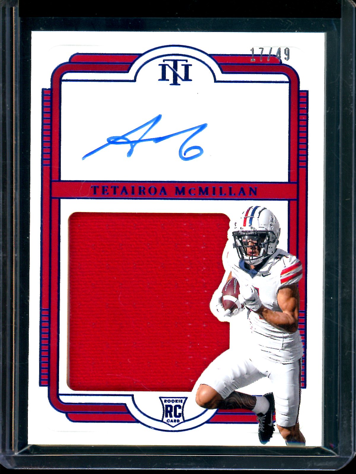 2025 Panini National Treasures Tetairoa McMillan Rookie Patch Autograph /49 Arizona