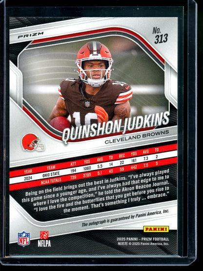 2025 Panini Prizm Quinshon Judkins Silver Rookie Autograph Browns