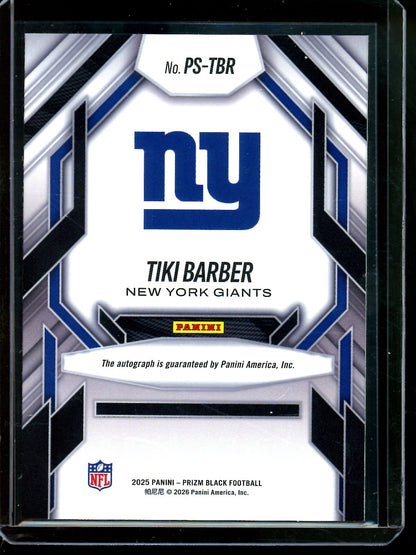 2025 Panini Prizm Black Tiki Barber Prolific Signatures Giants