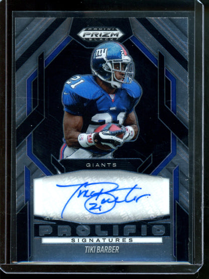 2025 Panini Prizm Black Tiki Barber Prolific Signatures Giants