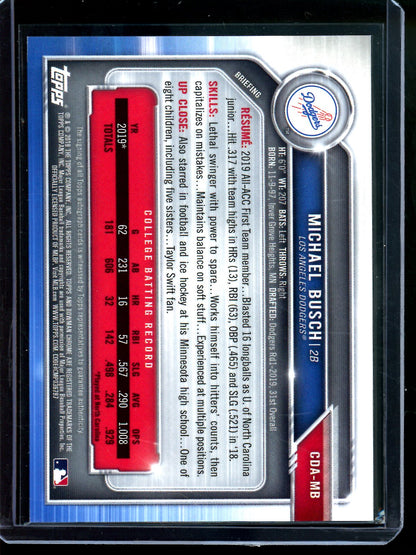 2019 Bowman Chrome Michael Busch 1st Purple Refractor Autograph /250 Dodgers
