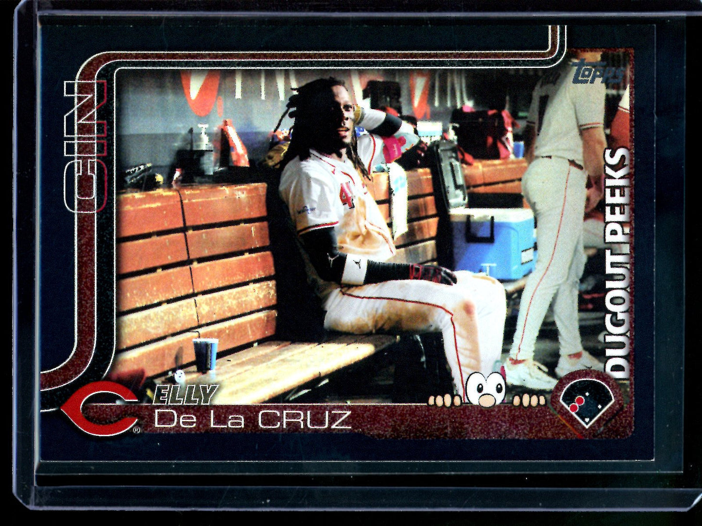 2025 Topps Series 1 Elly De La Cruz Dugout Peeks SP Black Foil /10 Reds