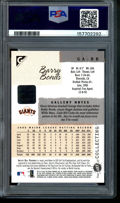 2001 Topps Gallery Barry Bonds Certified Autograph PSA 9 Giants