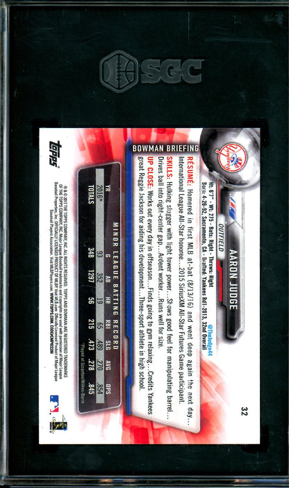2017 Bowman Aaron Judge Rookie Card #32 SGC 9.5 Yankees