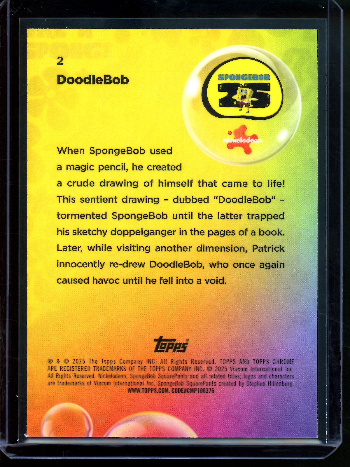 2025 Topps Sapphire Spongebob Doodlebob Green /99