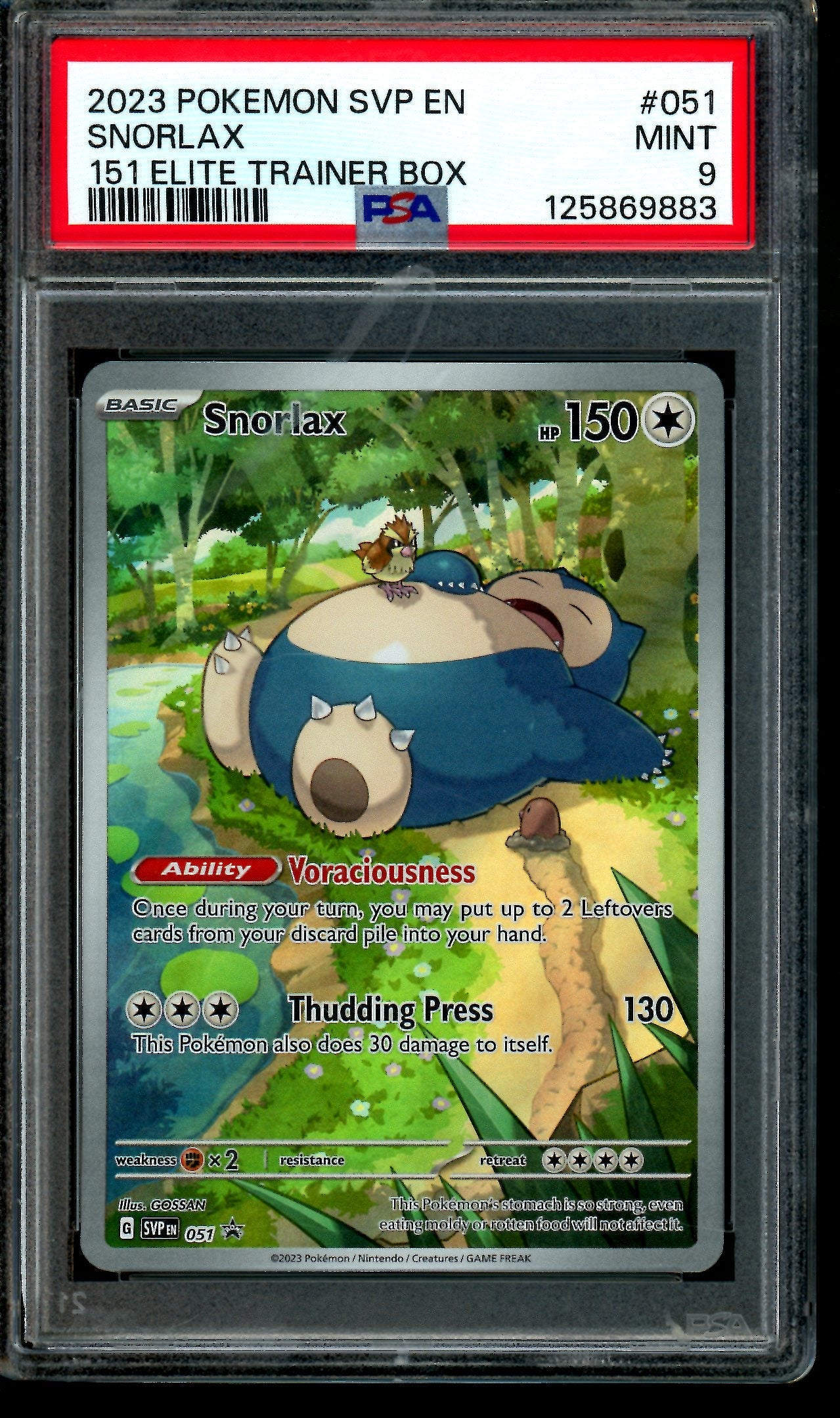 2023 Pokemon 151 Snorlax 051 Promo PSA 9