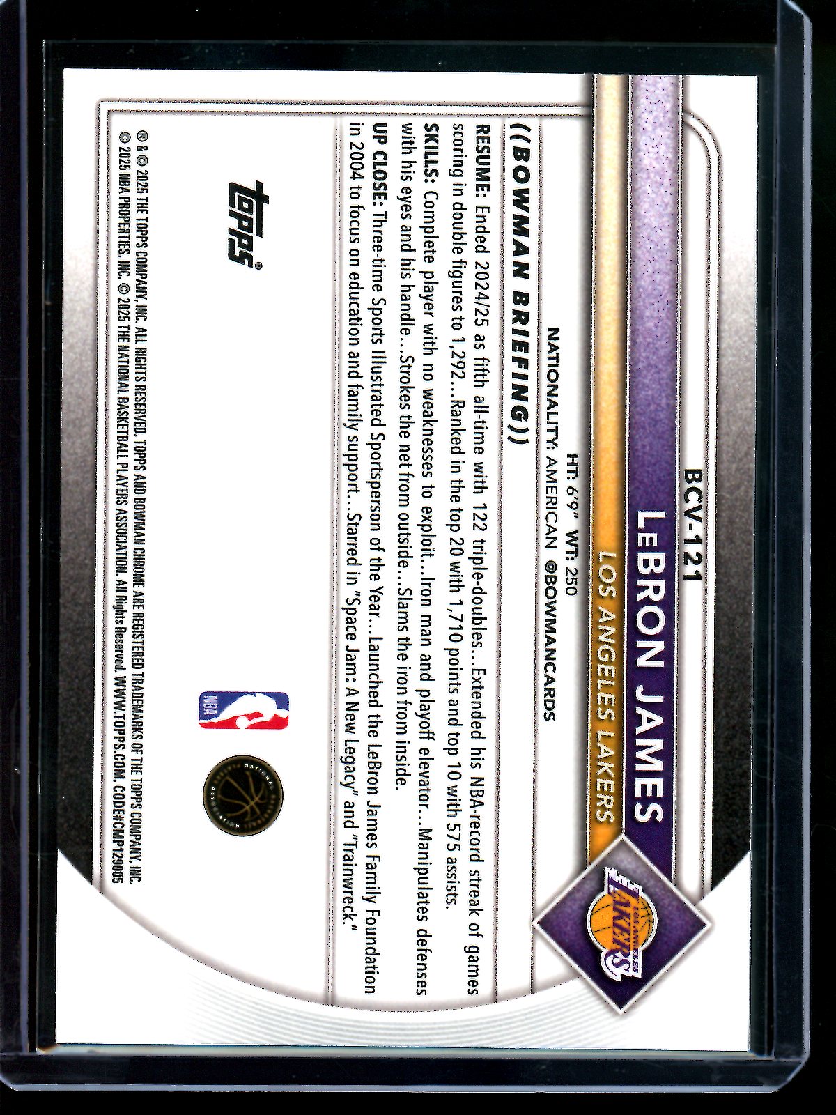 2025 Bowman Sapphire Lebron James Lakers