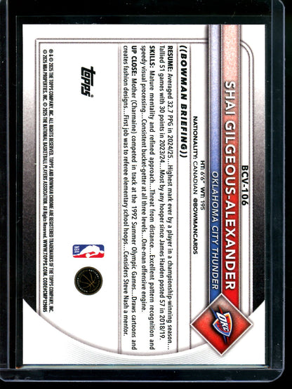 2025 Bowman Sapphire Shai Gilgeous-Alexander Thunder
