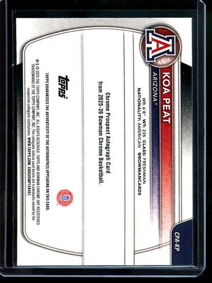 2025 Bowman U Sapphire Koa Peat Gold Refractor Autograph /50 Arizona