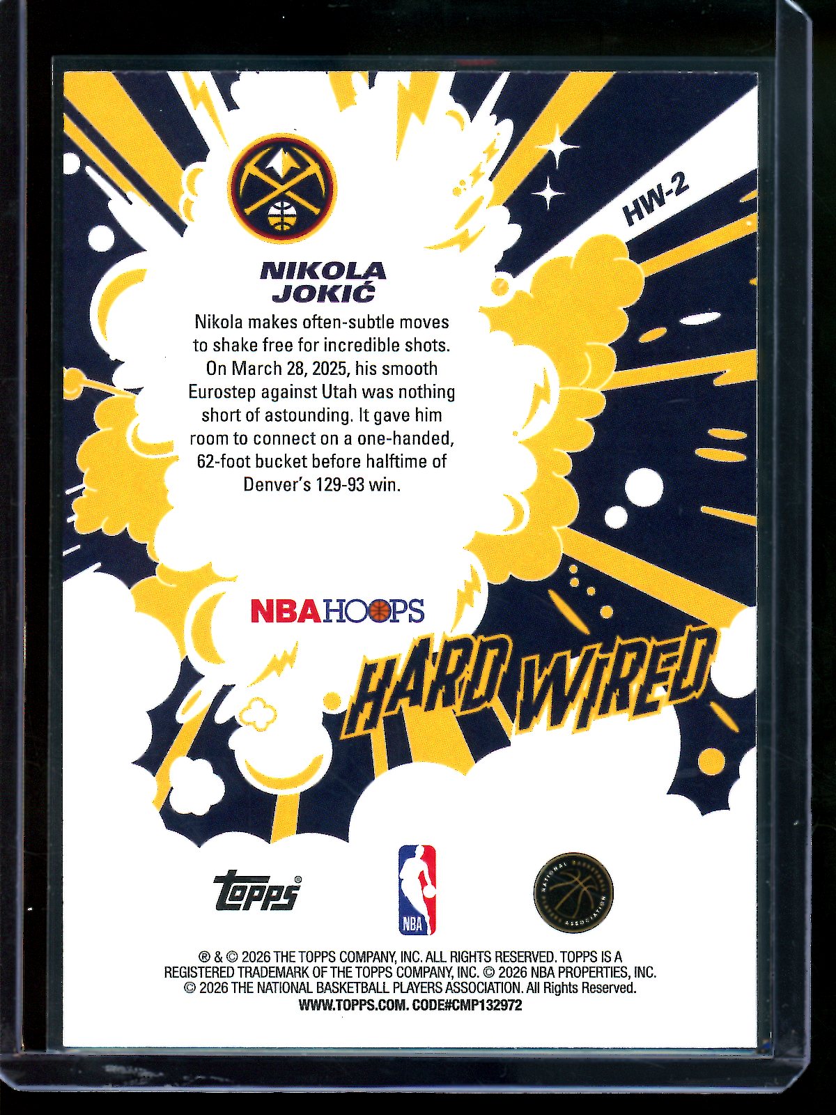 2026 Topps Hoops Nikola Jokic Hard Wired /75 Nuggets