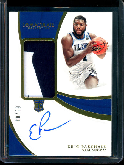 2019 Panini Immaculate Eric Paschall Rookie Patch Autograph /99 Villanova