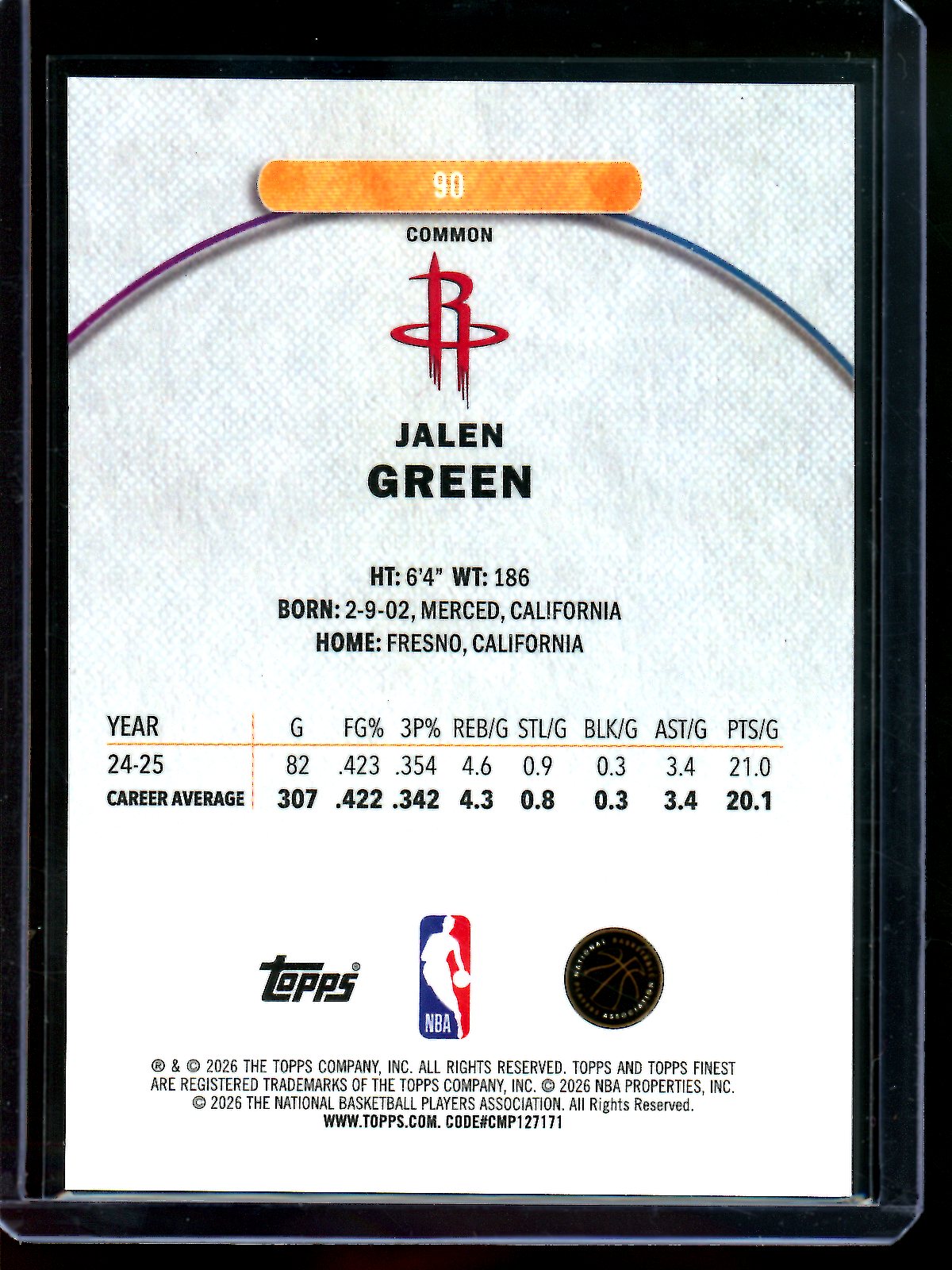 2026 Topps Finest Jalen Green Red Geometric /10 Rockets