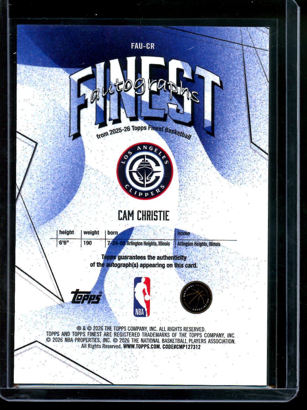 2026 Topps Finest Cam Chrisie Yellow Geometric Refractor Autograph /35 Clippers