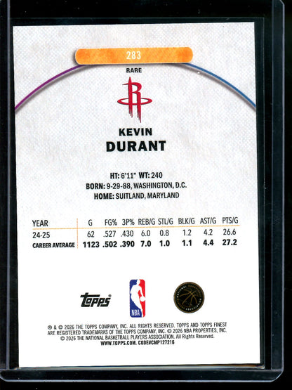 2026 Topps Finest Kevin Durant Gold Geometric Refractor /10 Rockets