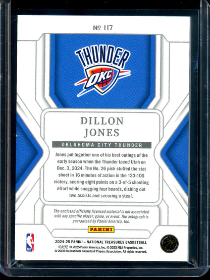 2025 Panini National Treasures Dillon Jones Rookie Patch Autograph /99 Thunder
