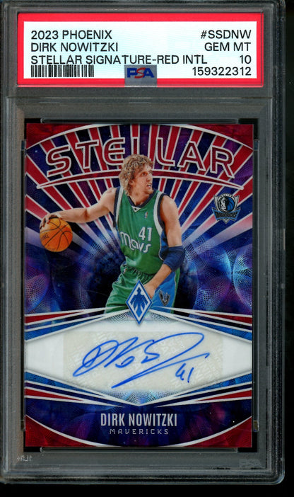 2023 Panini Phoenix Dirk Nowitzki Stellar Signatures Red /25 PSA 10 Mavericks