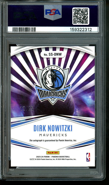 2023 Panini Phoenix Dirk Nowitzki Stellar Signatures Red /25 PSA 10 Mavericks