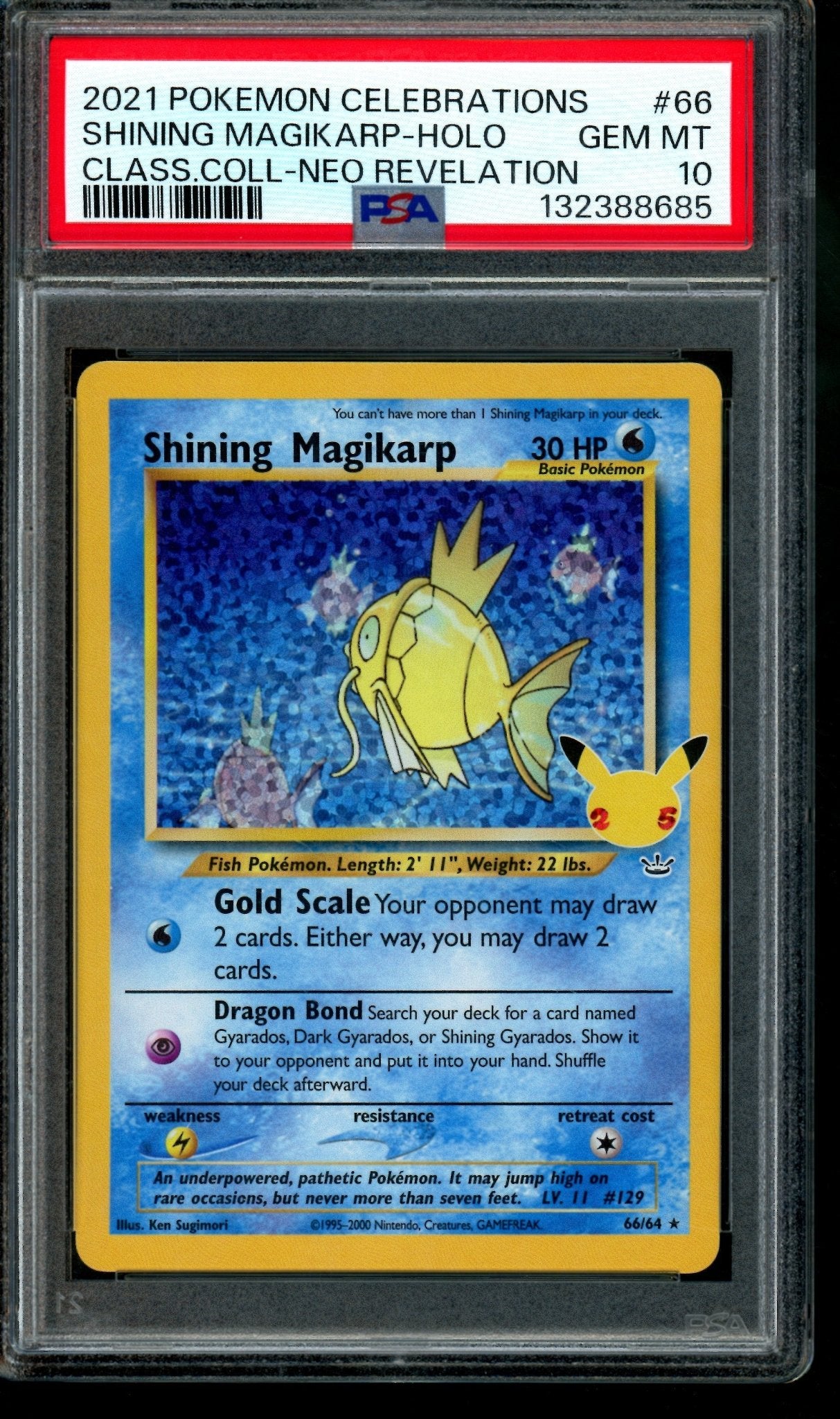 2021 Pokemon Celebrations Shining Magikarp Holo Classic Collection Neo Revelation 66 PSA 10 - Trading Card Market