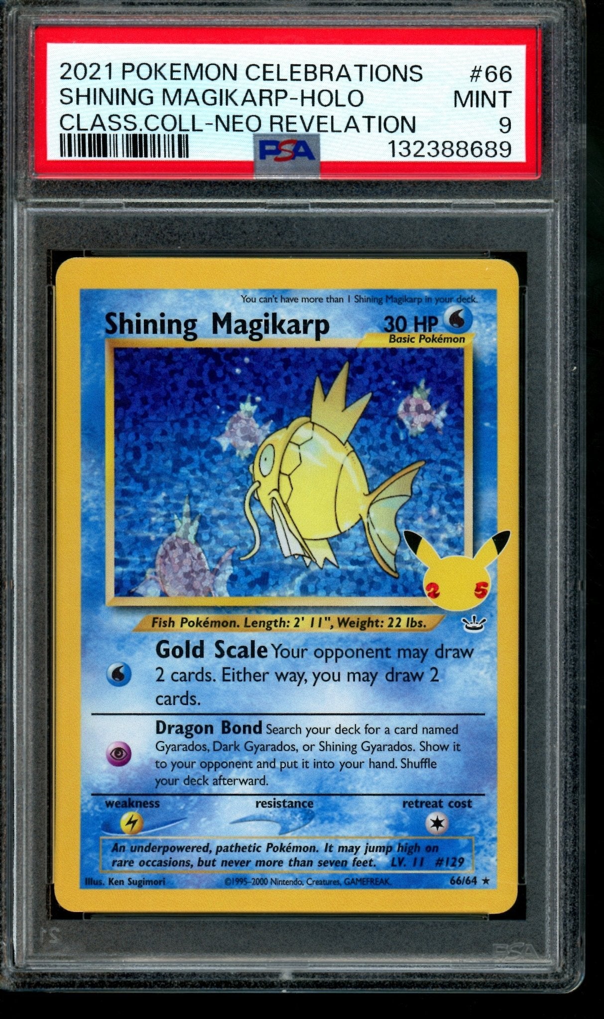 2021 Pokemon Celebrations Shining Magikarp Holo Classic Collection Neo Revelation 66 PSA 9 - Trading Card Market